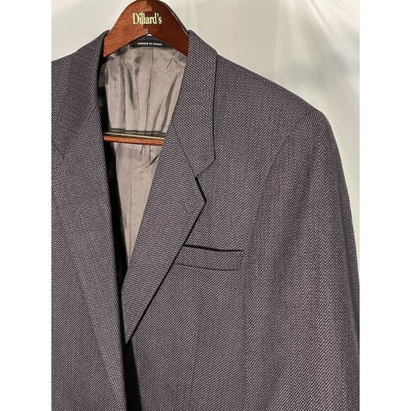 VTG Daniel Hechter 42R MADE IN FRANCE Gray Herringbone Wool 2Btn Blazer Jacket